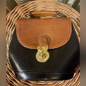 Vintage Pristine Classic Two-Tone leather handbag with embossed horse head